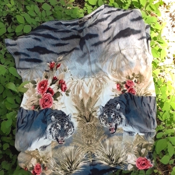 SOLD Lovely draped TIGER OUNISA tunic drop shoulder ruched sides XL/XXL LkNew - Picture 6 of 9